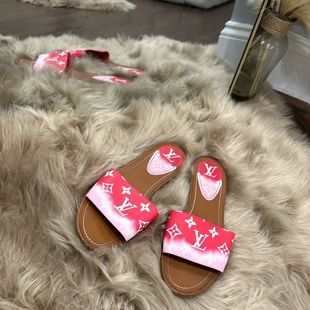 Pink and Red Monogram Louis Vuitton Sandals (2021)
